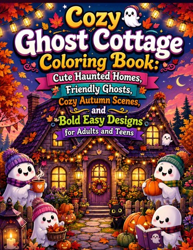 Ausmalbuch cozy ghost cottage - cozy,